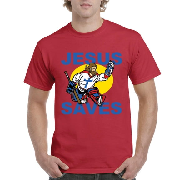 IWPF - Men's T-Shirt Short Sleeve - Jesus Saves Hockey Goalie