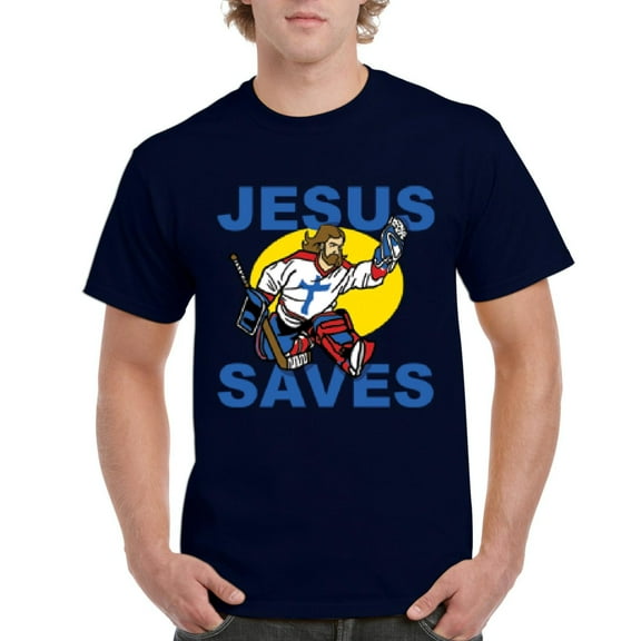 IWPF - Men's T-Shirt Short Sleeve - Jesus Saves Hockey Goalie