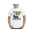thumbnail image 1 of IWPF - Men's T-Shirt Short Sleeve - Jesus Saves Hockey Goalie, 1 of 3