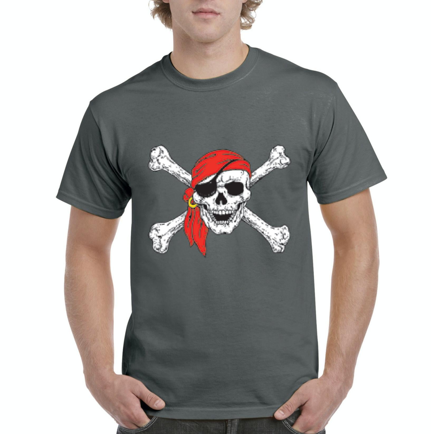 Jolly Roger Pirate T-Shirt, Skull Crossbones Halloween Shirt