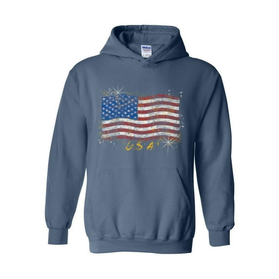 IWPF - Mens Sweatshirts and Hoodies - American Flag USA in Gold