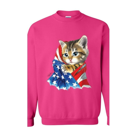 IWPF - Women Sweatshirts and Hoodies - American Flag 4th of July Kitty
