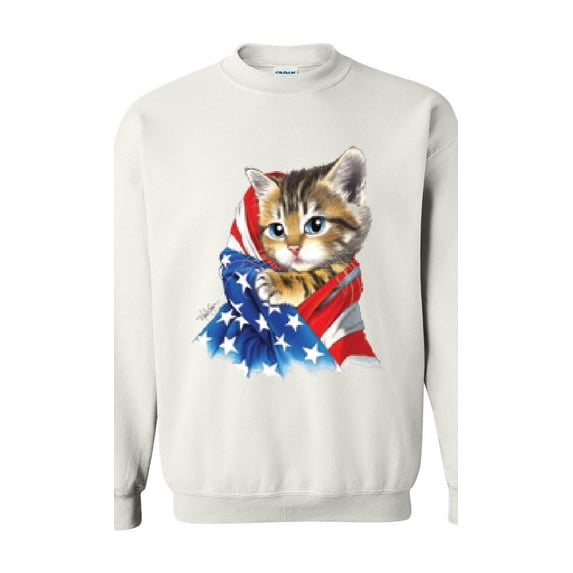IWPF - Women Sweatshirts and Hoodies - American Flag 4th of July Kitty