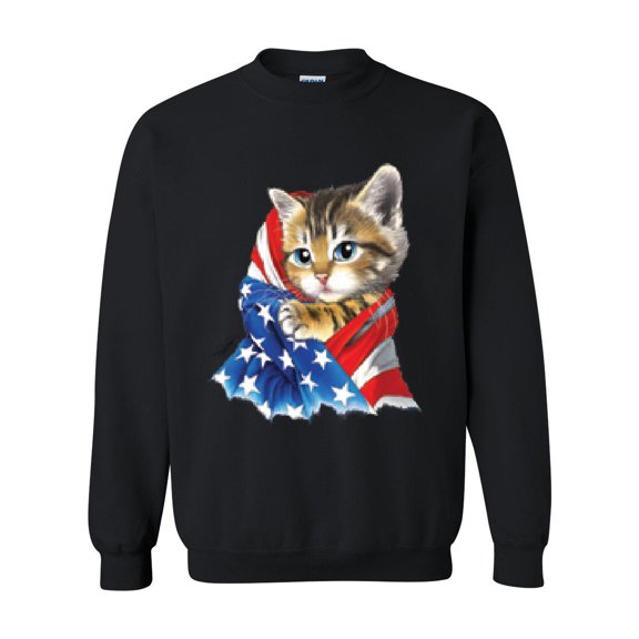 IWPF - Women Sweatshirts and Hoodies - American Flag 4th of July Kitty