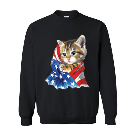 IWPF - Women Sweatshirts and Hoodies - American Flag 4th of July Kitty
