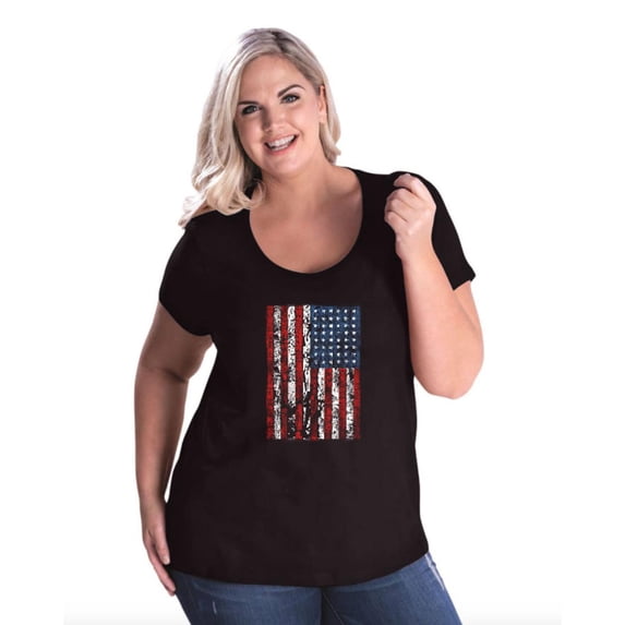 Artix - Women's Plus Size Curvy T-Shirt - American Flag 4th of July