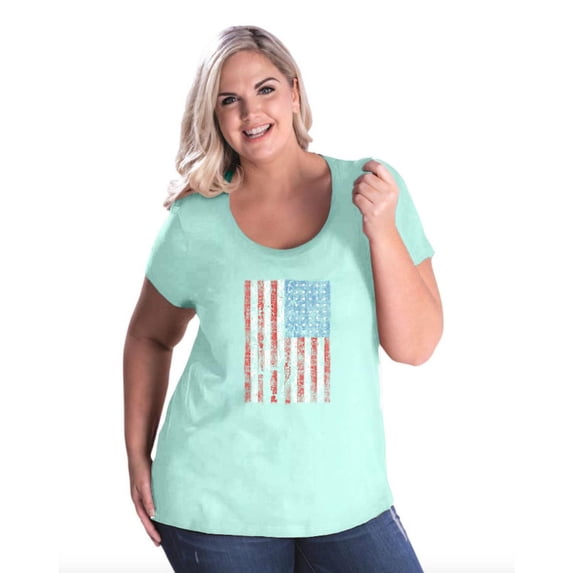 Artix - Women's Plus Size Curvy T-Shirt - American Flag 4th of July