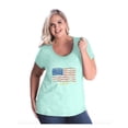 thumbnail image 1 of IWPF - Women's Plus Size Curvy T-Shirt - American Flag USA in Gold, 1 of 4