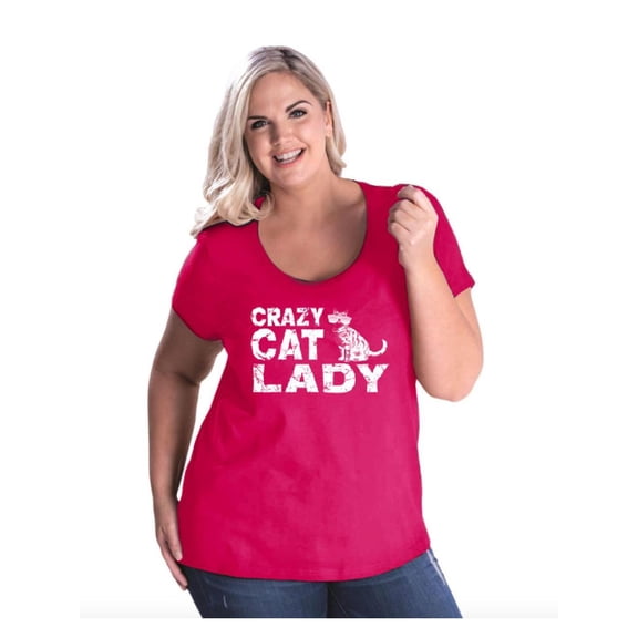 IWPF - Women's Plus Size Curvy T-Shirt - Crazy Cat Lady