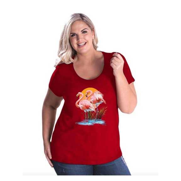 IWPF - Women's Plus Size Curvy T-Shirt - Flamingo