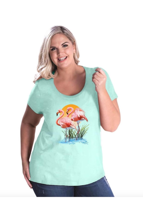 IWPF - Women's Plus Size Curvy T-Shirt - Flamingo