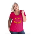 thumbnail image 1 of IWPF - Women's Plus Size Curvy T-Shirt - Halloween Costume Pumpkin Face, 1 of 4