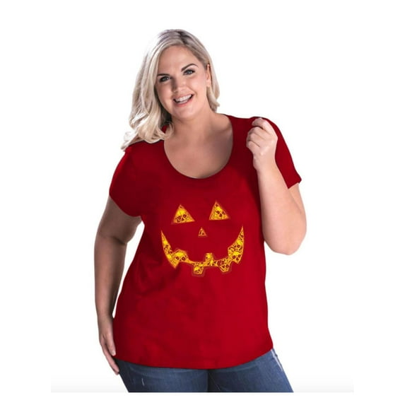 IWPF - Women's Plus Size Curvy T-Shirt - Halloween Costume Pumpkin Face