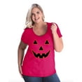 thumbnail image 1 of Artix - Women's Plus Size Curvy T-Shirt - Halloween Costume Pumpkin Face, 1 of 4