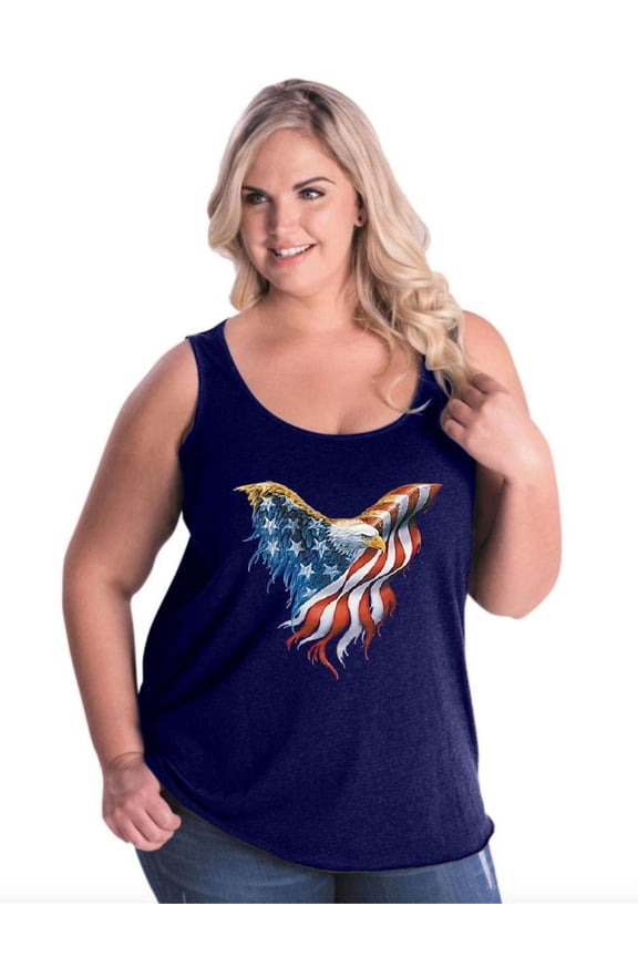 - Women's Plus Size Tank Top - American Flag Eagle USA