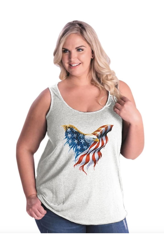 - Women's Plus Size Tank Top - American Flag Eagle USA