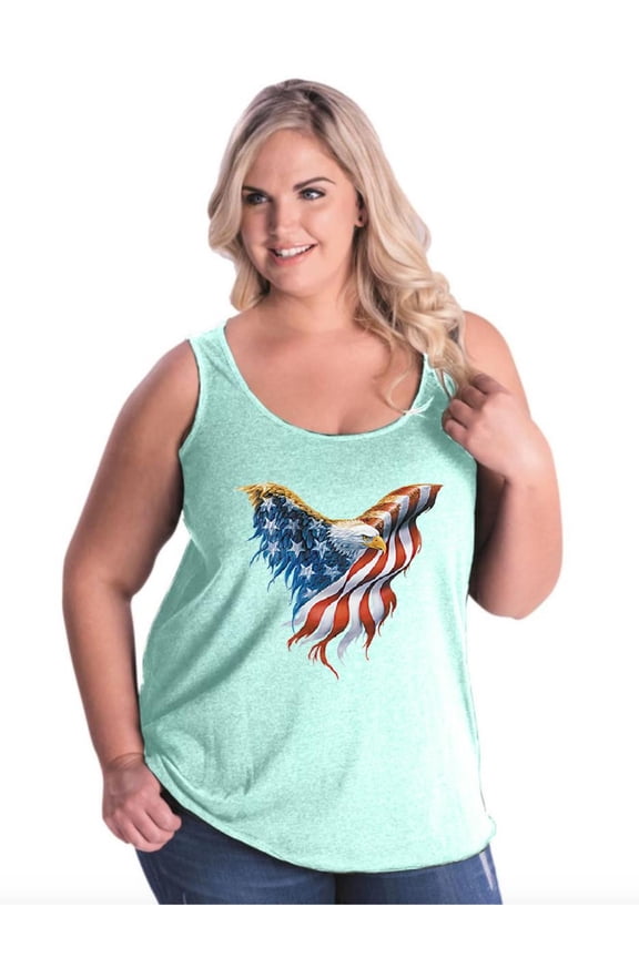 IWPF - Women's Plus Size Tank Top - American Flag Eagle USA