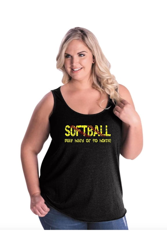 IWPF - Women's Plus Size Tank Top - Softball Play Hard or Go Home