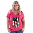 thumbnail image 1 of Artix - Women's Plus Size V-neck T-Shirt - American Flag 4th of July, 1 of 3
