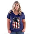thumbnail image 1 of Artix - Women's Plus Size V-neck T-Shirt - American Flag 4th of July, 1 of 4
