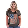 thumbnail image 1 of Artix - Women's Plus Size V-neck T-Shirt - American Flag 4th of July, 1 of 3