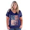thumbnail image 1 of IWPF - Women's Plus Size V-neck T-Shirt - American Flag 4th of July, 1 of 4