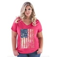 thumbnail image 1 of IWPF - Women's Plus Size V-neck T-Shirt - American Flag 4th of July, 1 of 3