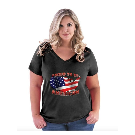 IWPF - Women's Plus Size V-neck T-Shirt - American Proud To Be US Flag