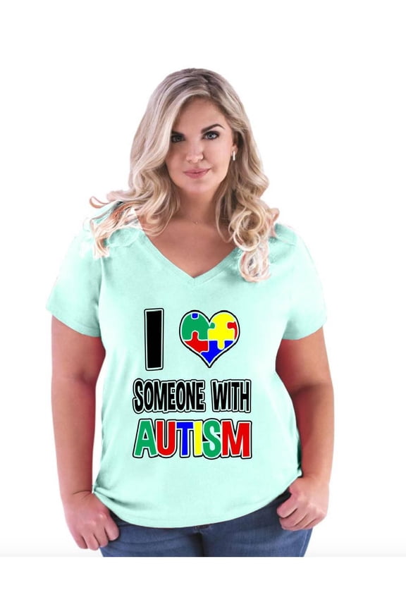 - Women's Plus Size V-neck T-Shirt - Autism Awareness