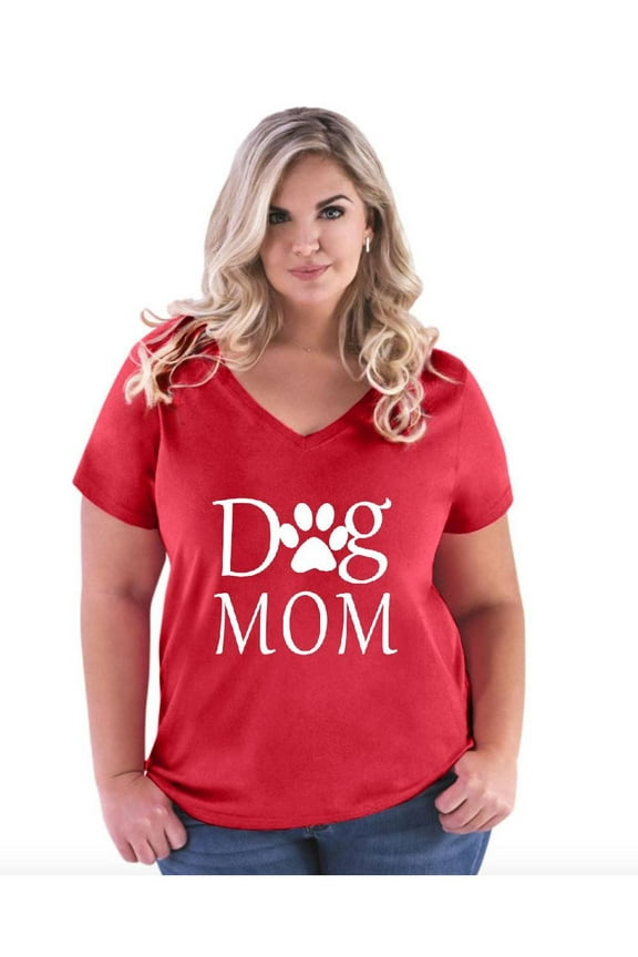 - Women's Plus Size V-neck T-Shirt - Dog Mom
