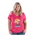thumbnail image 1 of IWPF - Women's Plus Size V-neck T-Shirt - Flamingo, 1 of 3
