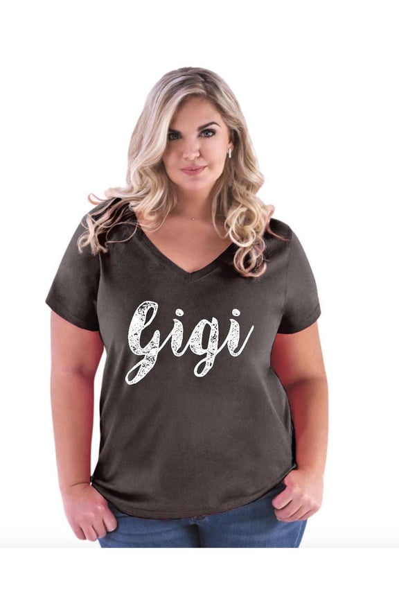 - Women's Plus Size V-neck T-Shirt - Gigi