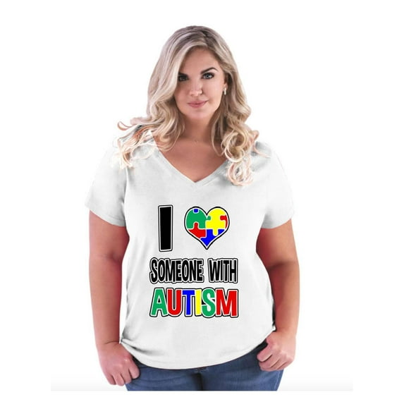 IWPF - Women's Plus Size V-neck T-Shirt - I Love Someone With Autism
