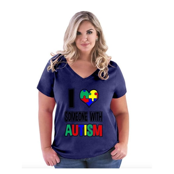 IWPF - Women's Plus Size V-neck T-Shirt - I Love Someone With Autism