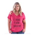 thumbnail image 1 of IWPF - Women's Plus Size V-neck T-Shirt - I Speak Fluent Sarcasm, 1 of 3
