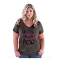 thumbnail image 1 of IWPF - Women's Plus Size V-neck T-Shirt - Meow Cute Cat Kitty, 1 of 3