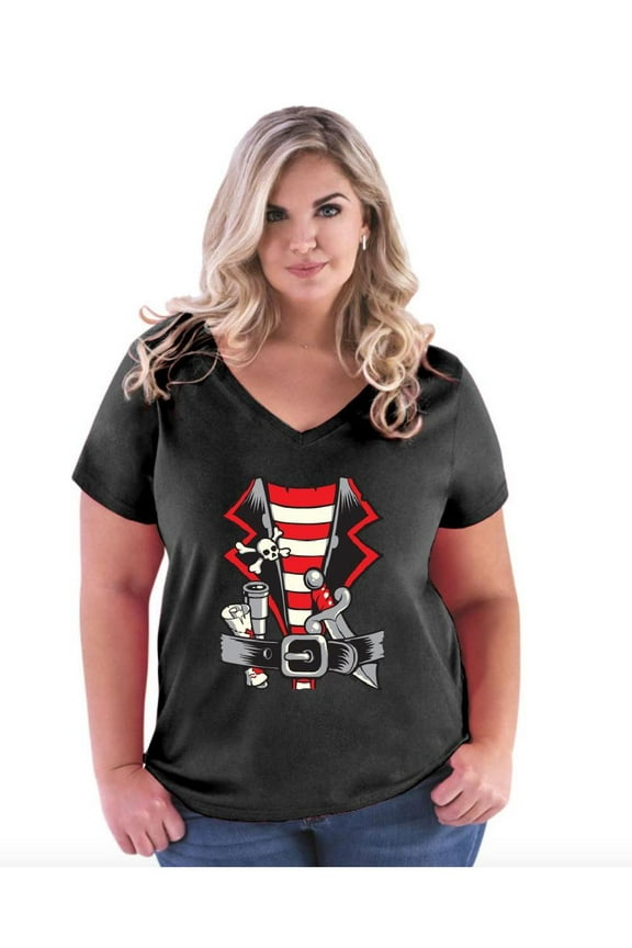 - Women's Plus Size V-neck T-Shirt - Pirate Costume