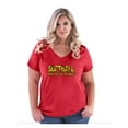 thumbnail image 1 of IWPF - Women's Plus Size V-neck T-Shirt - Softball Play Hard or Go Home, 1 of 5