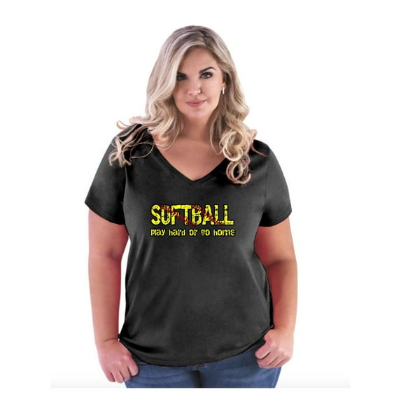 IWPF - Women's Plus Size V-neck T-Shirt - Softball Play Hard or Go Home