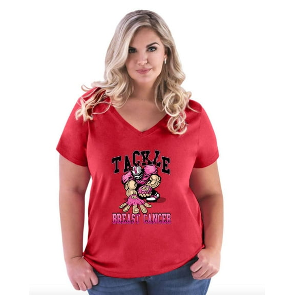 IWPF - Women's Plus Size V-neck T-Shirt - Tackle Breast Cancer