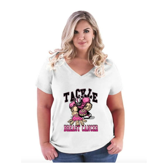 IWPF - Women's Plus Size V-neck T-Shirt - Tackle Breast Cancer