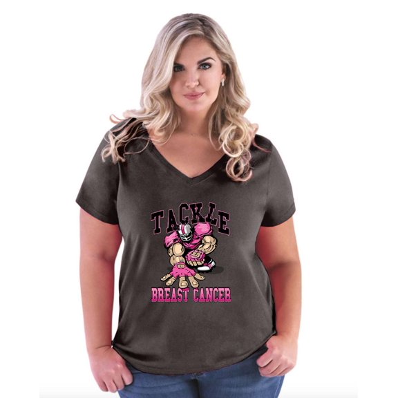 IWPF - Women's Plus Size V-neck T-Shirt - Tackle Breast Cancer