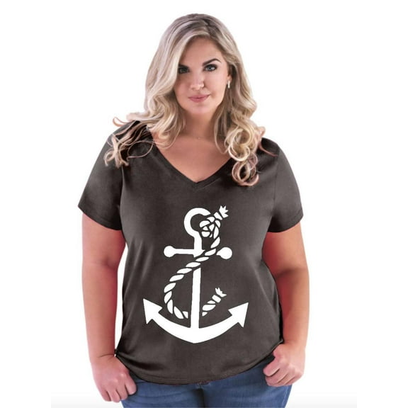 IWPF - Women's Plus Size V-neck T-Shirt - White Anchor
