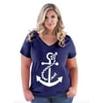 thumbnail image 1 of Artix - Women's Plus Size V-neck T-Shirt - White Anchor, 1 of 3