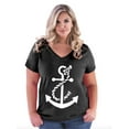 thumbnail image 1 of Artix - Women's Plus Size V-neck T-Shirt - White Anchor, 1 of 3