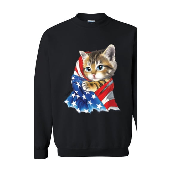 IWPF - Women's Plus Sweatshirts and Hoodies - American Flag 4th of July Kitty