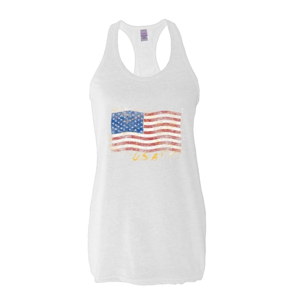 IWPF - Women's Racerback Tank Top - American Flag USA in Gold