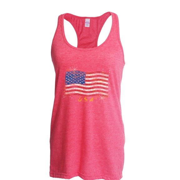 IWPF - Women's Racerback Tank Top - American Flag USA in Gold