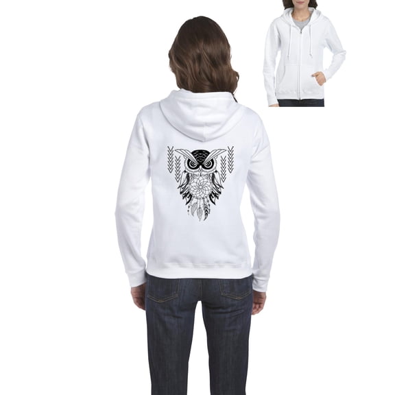 IWPF - Women's Sweatshirt Full-Zip Pullover - Christmas Owl