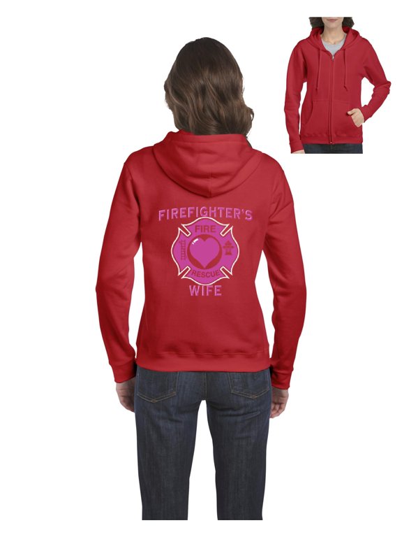 - Women's Sweatshirt Full-Zip Pullover - Firefighter`s Wife